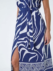 Roman Blue Border Print Pocket Midi Dress - Image 5 of 5