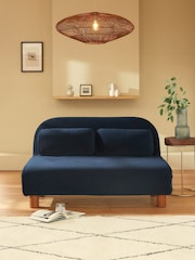 Soft Velvet Navy Blue Palma Double Sofa Bed - Image 1 of 4