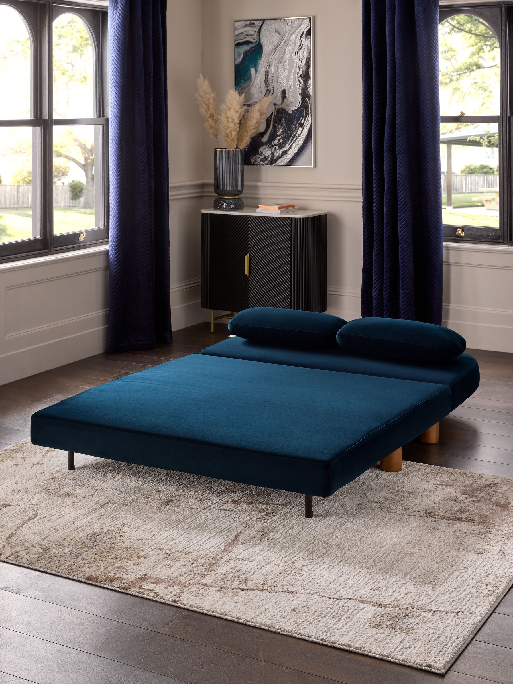 Buy Soft Velvet Navy Blue Palma Double Sofa Bed from the Next UK