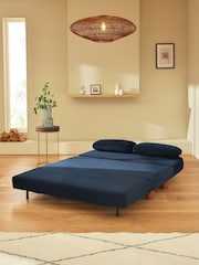 Soft Velvet Navy Blue Palma Double Sofa Bed - Image 2 of 4
