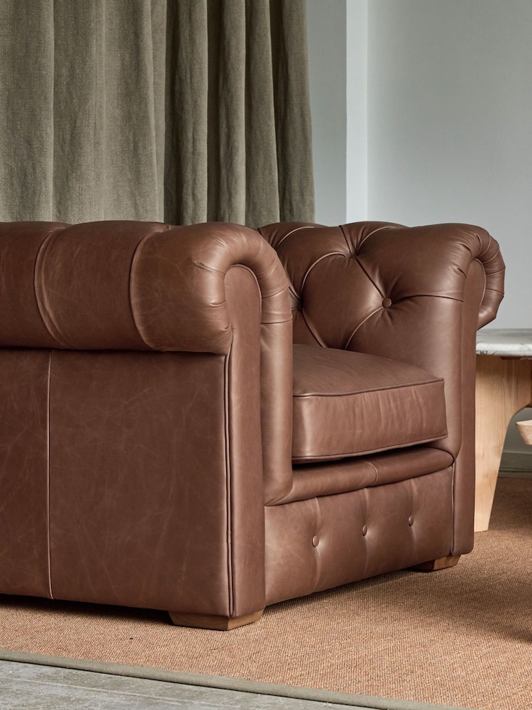 Halo Brown Gainsborough Leather 3 Seater Sofa - Image 1 of 14