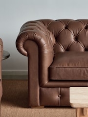 Halo Brown Gainsborough Leather 3 Seater Sofa - Image 4 of 14