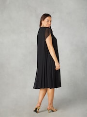 Live Unlimited Black Curve Petite Chiffon Pleated Midi Dress - Image 2 of 3