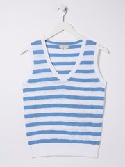 FatFace Breton Blue Stripe Knitted Tank - Image 10 of 10