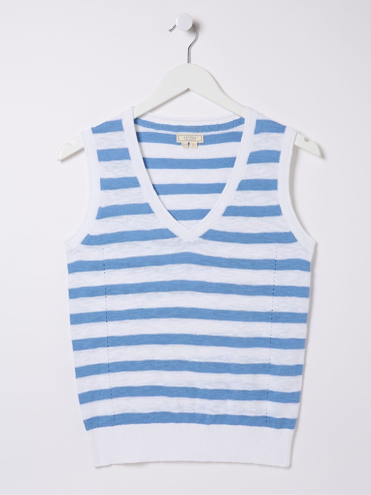 FatFace Breton Blue Stripe Knitted Tank - Image 10 of 10