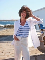 FatFace Breton Blue Stripe Knitted Tank - Image 4 of 10