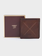 OSPREY LONDON The X Stitch Leather RFID ID Cardholder Brown Wallet - Image 1 of 6