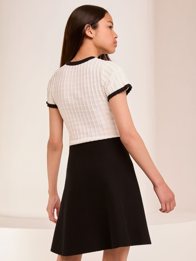 Lipsy Black/ White 2-in-1 Knitted Dress (3-16yrs) - Image 4 of 4