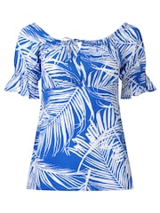Joe Browns Blue Gypsy Style Tropical Leaf Printed Top - Image 5 of 5