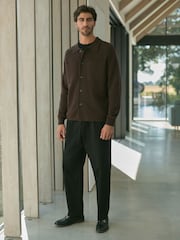 Marrón - Sobrecamisa de punto de algodón 100 % con dos bolsillos de ajuste relajado - Imagen 2 de 9