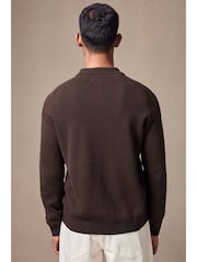 Marrón - Sobrecamisa de punto de algodón 100 % con dos bolsillos de ajuste relajado - Imagen 3 de 9