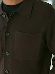 Marrón - Sobrecamisa de punto de algodón 100 % con dos bolsillos de ajuste relajado - Imagen 5 de 9