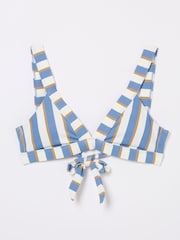 FatFace Hali Blue Stripe Bikini Top - Image 4 of 4