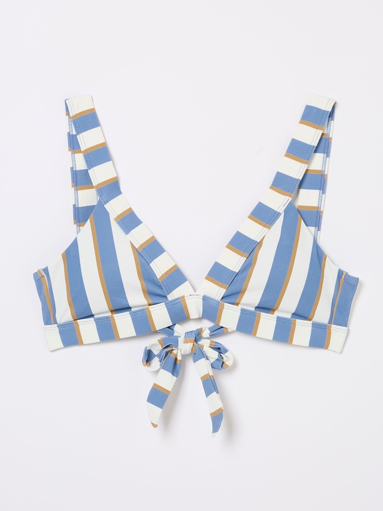 FatFace Hali Blue Stripe Bikini Top - Image 4 of 4