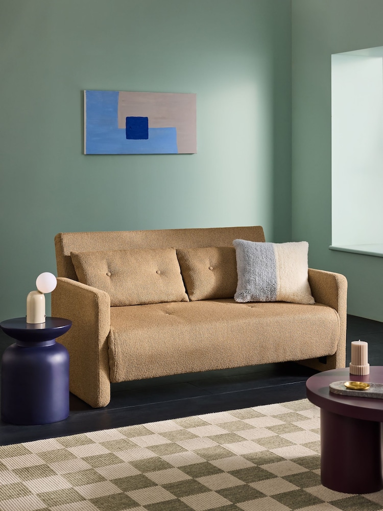 MADE.COM Caramel Pax Boucle Haru 2 Seater Sofa Bed - Image 1 of 4