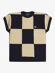 Fred Perry Textured Chequerboard Tank Jumper - Image 5 of 6