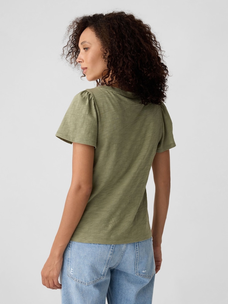 Gap Green Cotton Flutter Short Sleeve T-Shirt - Image 2 of 5 Gap Green Cotton Flutter Short Sleeve T-Shirt - Image 2 of 5