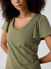 Gap Green Cotton Flutter Short Sleeve T-Shirt - Image 4 of 5