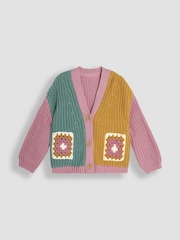 JoJo Maman Bébé Duck Egg Blue Crochet Pocket Cardigan - Image 1 of 3