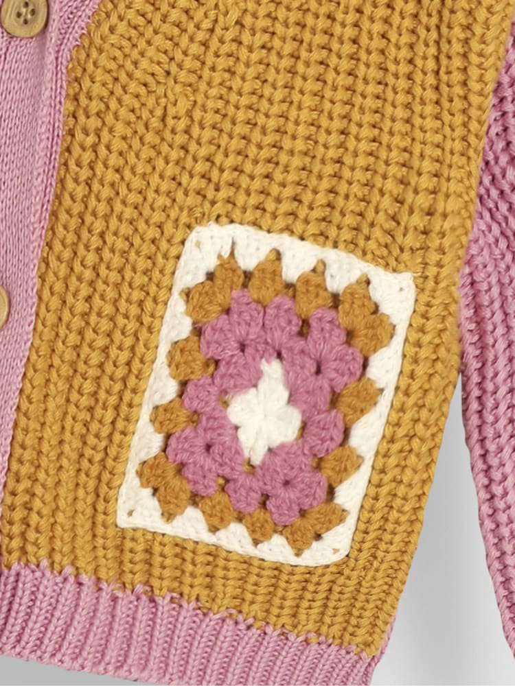 JoJo Maman Bébé Duck Egg Blue Crochet Pocket Cardigan - Image 3 of 3
