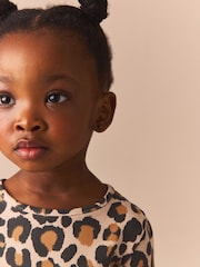 Animal Leopard Print T-Shirt Cotton Rich Long Sleeve Rib T-Shirt (3mths-7yrs) - Image 4 of 8