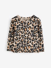 Animal Leopard Print T-Shirt Cotton Rich Long Sleeve Rib T-Shirt (3mths-7yrs) - Image 6 of 8
