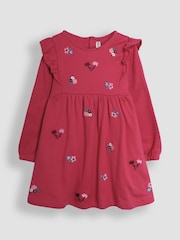 JoJo Maman Bébé Berry Floral Embroidered Frill Dress - Image 1 of 3