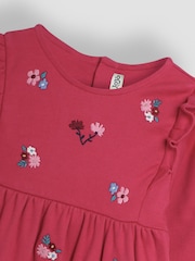 JoJo Maman Bébé Berry Floral Embroidered Frill Dress - Image 3 of 3