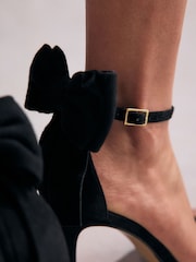 Black Tabitha Simmons Lauren Leather Bow Back Sandals - Image 5 of 13