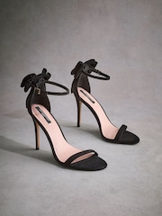 Black Tabitha Simmons Lauren Leather Bow Back Sandals - Image 7 of 13