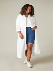 Live Unlimited White Curve 100% Cotton Textured Maxi Shirt - Image 2 of 6