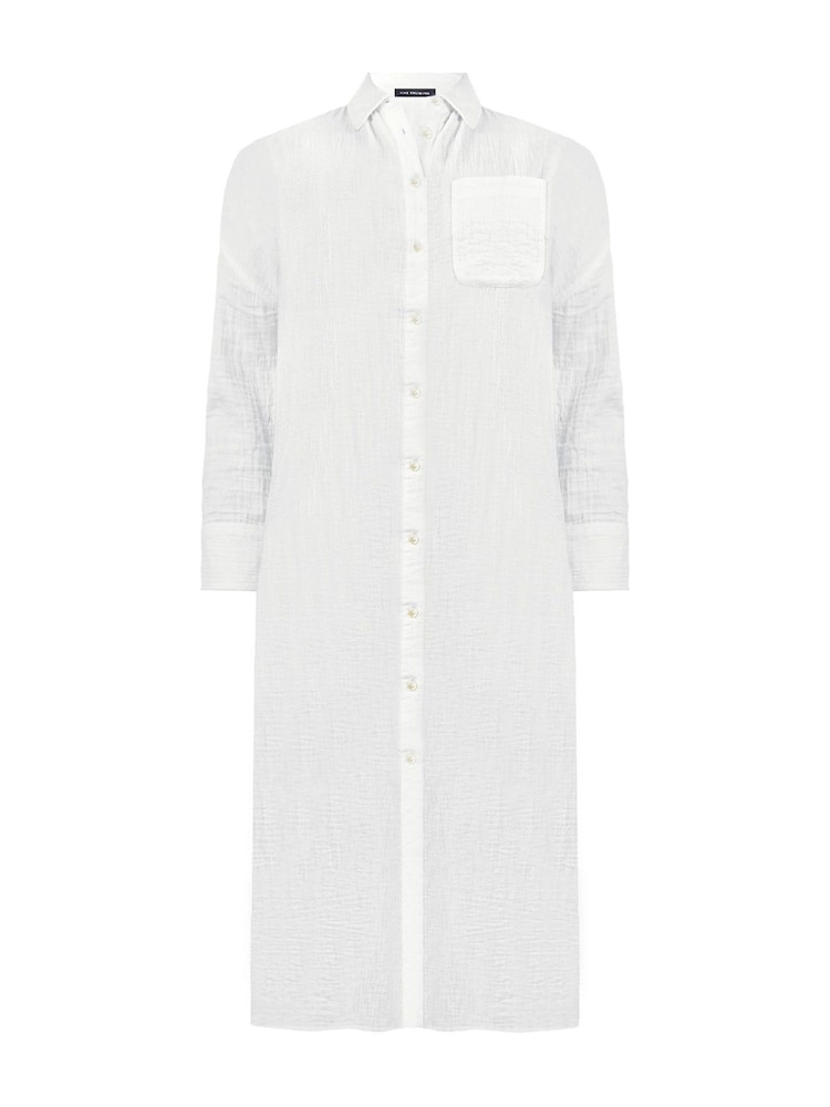 Live Unlimited White Curve 100% Cotton Textured Maxi Shirt - Image 6 of 6