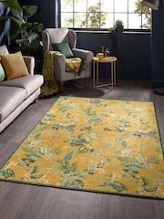 Laurence Llewelyn-Bowen Yellow Cotswold Fantasia Washable Flat Weave Rug - Image 1 of 6