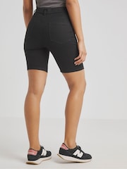 Simply Be Black 24/7 Denim Knee Shorts - Image 2 of 4
