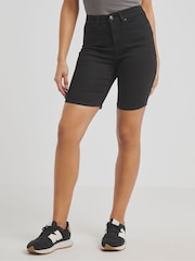 Simply Be Black 24/7 Denim Knee Shorts - Image 3 of 4