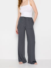 Long Tall Sally Grey Linen Tie Waist Trousers - Image 1 of 4