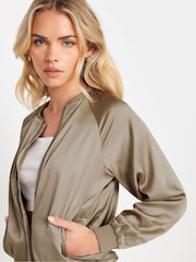 PixieGirl Petite Brown Satin Bomber Jacket - Image 4 of 4