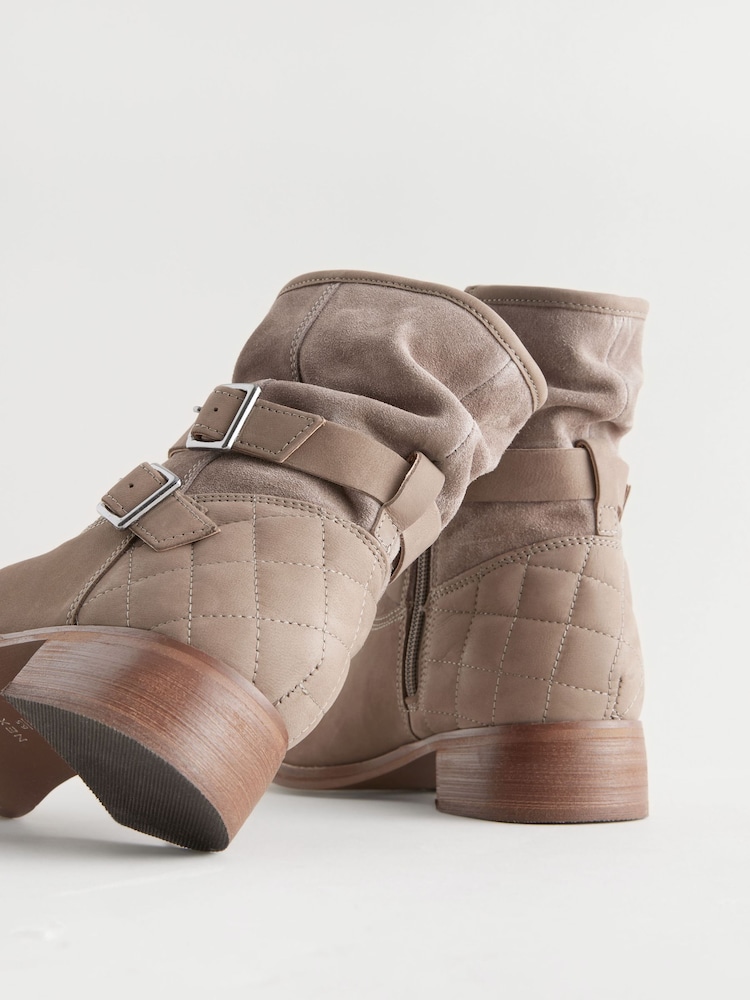 Brązowy - Skórzane botki Forever Comfort® z marszczoną cholewką - Image 7 of 8
