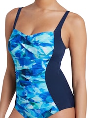 Zoggs Blue Ruched Front Swimsuit With Foam Cup Support And Adjustable Straps - Image 4 of 6