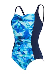 Zoggs Blue Ruched Front Swimsuit With Foam Cup Support And Adjustable Straps - Image 5 of 6