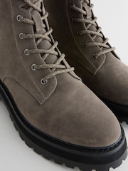 Grey Forever Comfort® Faux Fur Collared Lace-Up Boots - Image 4 of 7