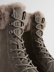 Grey Forever Comfort® Faux Fur Collared Lace-Up Boots - Image 5 of 7