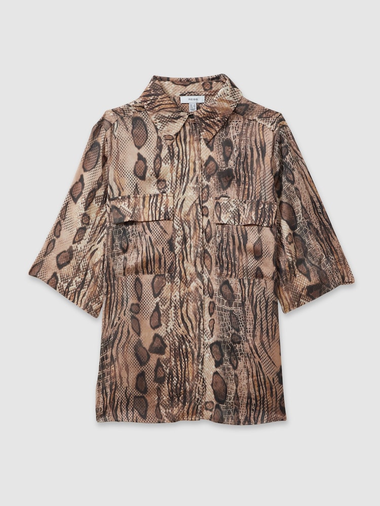 Reiss Neutral Maya Snake Print Shirt - Image 2 of 5