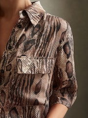 Reiss Neutral Maya Snake Print Shirt - Image 3 of 5