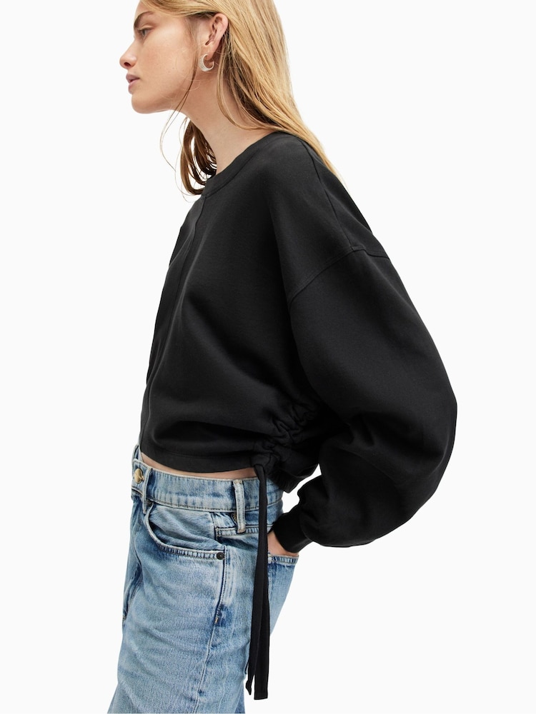 AllSaints Black Mira 100% Cotton Sweatshirt - Image 1 of 9