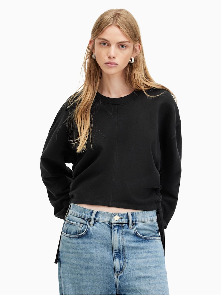 AllSaints Black Mira 100% Cotton Sweatshirt - Image 2 of 9