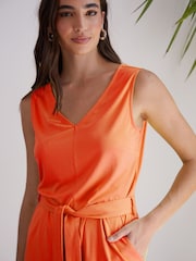 Threadbare Orange Jersey Sleeveless Belted Playsuit - Image 4 of 4