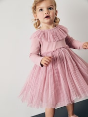 Lyserød - Langærmet Mesh Kjole (3mdr.-7år) - Image 1 of 8
