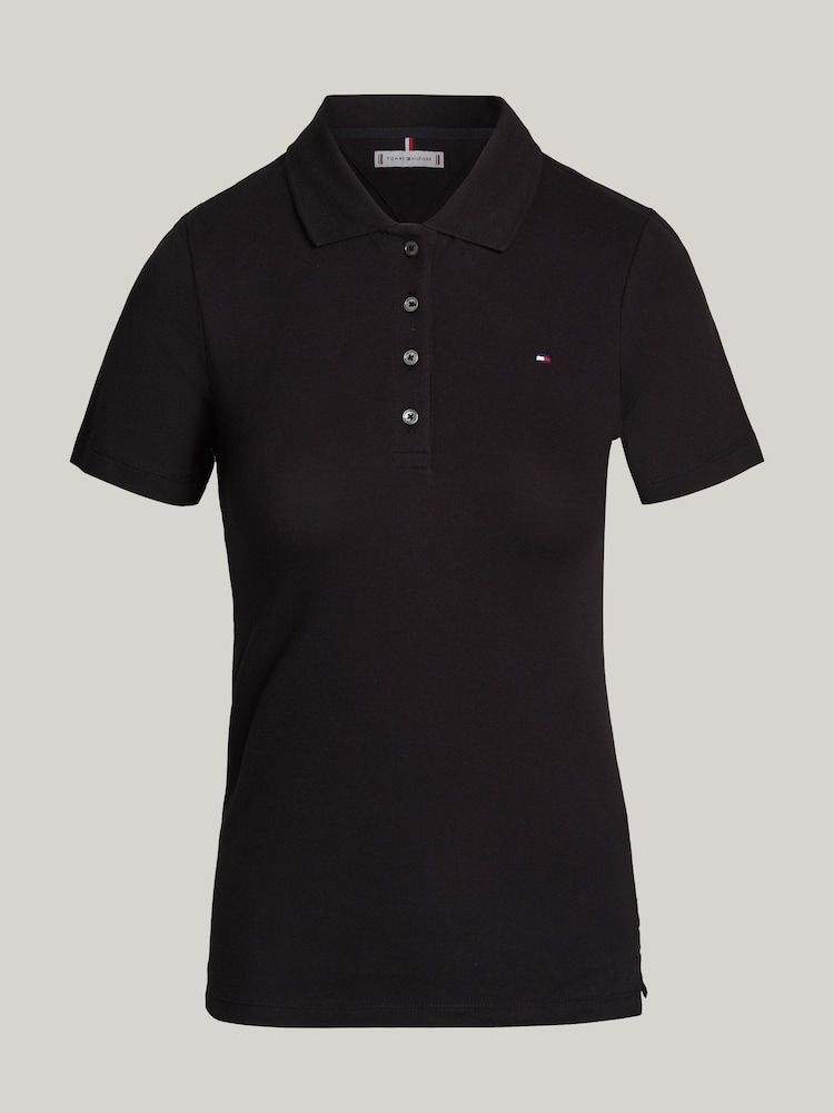 Tommy Hilfiger Black Slim 1985 Pique Polo Shirt - Image 8 of 8