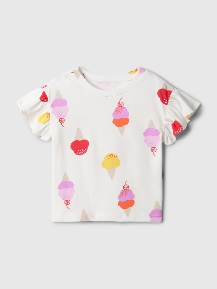 Gap White Ruffle Short Sleeve T-Shirt (Newborn-5yrs) - Image 1 of 2